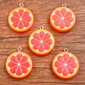 Pendentifs tranche d'orange réalistes en résine DIY avec détails pailletés et anneaux - Orange (24 X 28 Mm) 33 G / 1 Pièce - Double Face