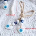 Handmade heart-shaped Evil Eye wall hanging decoration with dimensions in cm and inches - Heart / White