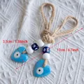 Heart shaped blue evil eye wall hanging charm Nazar bead decor with 17cm length dimensions - Heart / Blue