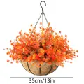 Detailed dimension view of 13 inch autumn artificial eucalyptus flower hanging basket - Autumn Eucalyptus Hanging Basket (B045)
