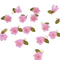 Pink acrylic Lily of the Valley flower charms with green leaves for DIY jewelry making - Pink / 11x14mm Hole Diameter Approx. 2mm 2 Pieces/pack