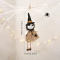 Handmade Halloween burlap elf doll hanging decoration with dimensions label 23x9cm - White Ghost Doll Hanging