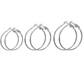 Set of silver iron hoop earrings in three different sizes for DIY jewelry accessories - Iron Hoop with Pin / 20mm / White K/Silver