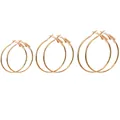 Set of three pairs of rose gold round hoop earrings in graduated sizes for DIY jewelry - Iron Hoop with Pin / 20mm / K Gold