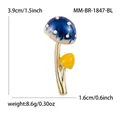 Detaillierte Größen- und Gewichtsspezifikationen für die blaue und gelbe Pilzbrosche - KC Gold-Basis-Stil / Blau