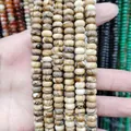 Tiras de cuentas de ábaco de jaspe mapa natural de 5x8mm para collares y pulseras DIY - Jaspe / 4x6 Mm Aproximadamente 95 Cuentas