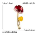Roter und gelber Emaille-Pilz-Brosche mit Abmessungen 3,9x1,6 cm und 8,6 g Gewicht - KC Gold-Basis-Stil / Rot