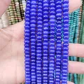 Cuentas de ábaco de piedra natural azul vibrante de 5x8mm para collares y pulseras - Jade Azul Sintético / 4x6 Mm Aproximadamente 95 Cuentas