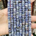 Cuentas de ábaco de piedra natural moteada azul y blanca 5x8mm para hacer joyería DIY - Piedra de punto azul / 4x6 Mm Aproximadamente 95 Cuentas