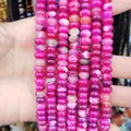 Cuentas de ágata bandeada magenta natural 5x8mm rondelle para joyería de bricolaje - Ágata Bandeada Rosa Roja / 4x6 Mm Aproximadamente 95 Cuentas