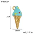 Dainty ice cream cone charm pendant with blue and gold finish, 1.5g weight - Light Blue Ice Cream Style (BP3610B4)