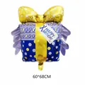 Großer Geschenkbox Folienballon für Geburtstagsfeiern mit Happy Birthday Schild 60x68cm groß - Geschenkbox