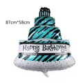 Großer dreistöckiger Torten-Folienballon mit Zebramuster, Größe 87x58 cm für Partys - Mittlere blaue dreistöckige Torte