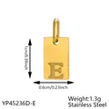 Stainless steel gold-plated rectangle pendant with letter E engraving, 1cm x 0.6cm. - Initial Letter E Style (长牌字母-E) / 1 Piece (1cmx0.6cm) / Rose Gold