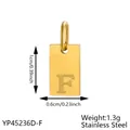 Gold-plated stainless steel rectangle letter F pendant with dimensions and weight info - Initial Letter F Style (长牌字母-F) / 1 Piece (1cmx0.6cm) / Rose Gold