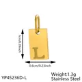 Gold-plated stainless steel initial L rectangular pendant with measurement details - Initial Letter L Style (长牌字母-L) / 1 Piece (1cmx0.6cm) / Rose Gold