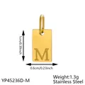 Gold plated stainless steel rectangular charm featuring engraved capital letter M detail - Initial Letter M Style (长牌字母-M) / 1 Piece (1cmx0.6cm) / Rose Gold