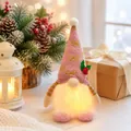 Gnomo di Natale rosa luminoso con barba illuminata per decorazioni festive di casa - Fiocco Rosa