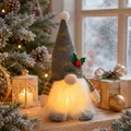 Adorabile gnomo di Natale in peluche luminoso con luce LED calda per decorazioni festive - Grigio con Fiocco