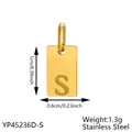Gold plated stainless steel rectangular pendant with engraved letter S for DIY jewelry making - Initial Letter S Style (长牌字母-S) / 1 Piece (1cmx0.6cm) / Rose Gold