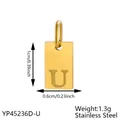Dainty gold plated stainless steel letter U rectangular charm pendant for jewelry making - Initial Letter U Style (长牌字母-U) / 1 Piece (1cmx0.6cm) / Rose Gold