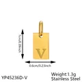 Gold-plated stainless steel rectangular pendant with engraved letter V for DIY jewelry - Initial Letter V Style (长牌字母-V) / 1 Piece (1cmx0.6cm) / Rose Gold