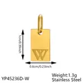Gold-plated stainless steel rectangular pendant with letter W for DIY jewelry making - Initial Letter W Style (长牌字母-W) / 1 Piece (1cmx0.6cm) / Rose Gold