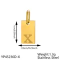 Gold-plated stainless steel rectangular pendant with letter X engraving for DIY jewelry - Initial Letter X Style (长牌字母-X) / 1 Piece (1cmx0.6cm) / Rose Gold