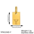 Gold-plated stainless steel rectangular charm pendant featuring engraved letter Y detail - Initial Letter Y Style (长牌字母-Y) / 1 Piece (1cmx0.6cm) / Rose Gold