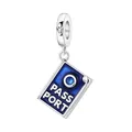 Blue enamel silver-plated passport dangle charm for DIY travel-themed charm bracelets - Otc1573 - Blue Openable Passport Pendant