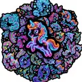 Set mit 50 farbenfrohen Neon-Einhorn-Aufklebern im leuchtenden Graffiti-Stil für DIY-Deko - T01043450 Neon Unicorn 50