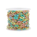 Bunte Emaille-Edelstahlkette in Lippenform in Pastellfarben auf weißer Spule - Hohle Lippen (9mm*1m)
