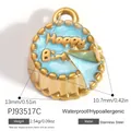Stainless steel cake pendant charm with blue enamel for DIY jewelry making crafts - Pj93517c (blue)