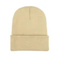 Premium beige knitted cuff beanie hat for autumn and winter outdoor streetwear style - L (54-60cm) / Beige