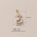 Hand-painted white monkey holding banana pendant charm in copper with dimensions shown - No.6 Monkey Pendant