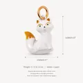 Hand-painted white fox enamel charm pendant in 14K gold plated copper for DIY jewelry - No 9 Fox Pendant