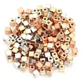 Close-up of mixed gold, silver, and rose gold CCB square spacer beads for jewelry DIY - Multicolor / 4mm Holes 2.1mm (200 Pieces/pack 21g)