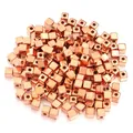 Rose gold electroplated square CCB spacer beads for DIY jewelry making and bracelet crafting - Rose Gold / 4mm Holes 2.1mm (200 Pieces/pack 21g)