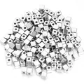 Bulk pack of silver square CCB spacer beads with center holes for DIY jewelry making. - White K/Silver / 4mm Holes 2.1mm (200 Pieces/pack 21g)