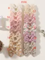 Assortimento di fermagli per capelli a fiocco in tessuto ricamato per bambine in vari colori. - 20d (20 Pezzi Per Confezione In Busta Opp)