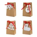 Christmas polka dot kraft paper gift bags with festive red ribbon and holiday cutout cards - 24 Polka Dot Paper Bags (6 Of Each Of The 4 Cards)