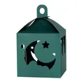 Dark green paper lantern gift box with laser-cut star and moon patterns for festive decor - Dark Green