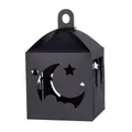 Black laser-cut paper lantern with star and moon patterns for Ramadan party atmosphere - Black