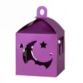 Elegant purple laser-cut paper lantern gift box with decorative star and moon patterns - Purple