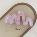 Pink wave acetate hair claw clip 10cm large hair accessory for women stylish design - 3-medium Dark Pink