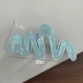 Large light blue acetate wave hair claw clip, 13cm long shark clip for thick hair - 9-large Aqua Blue
