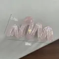 Large wave curved pink acetate hair claw clip for thick hair with 13cm length measurement - 7-large Pink