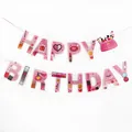 Banderole Happy Birthday rose thème maquillage pour fête spa et décoration fille - Maquillage Minceur