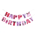 Banderole Joyeux Anniversaire thème maquillage rose pour décoration de fête et spa - Maquillage D'anniversaire