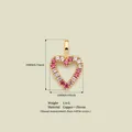 Gold-plated heart pendant with pink and white zircon stones for DIY necklace accessories - Pink Zirconia Heart Pendant